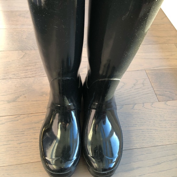 HUNTER women’s black patent books US size 7 - Picture 2 of 4